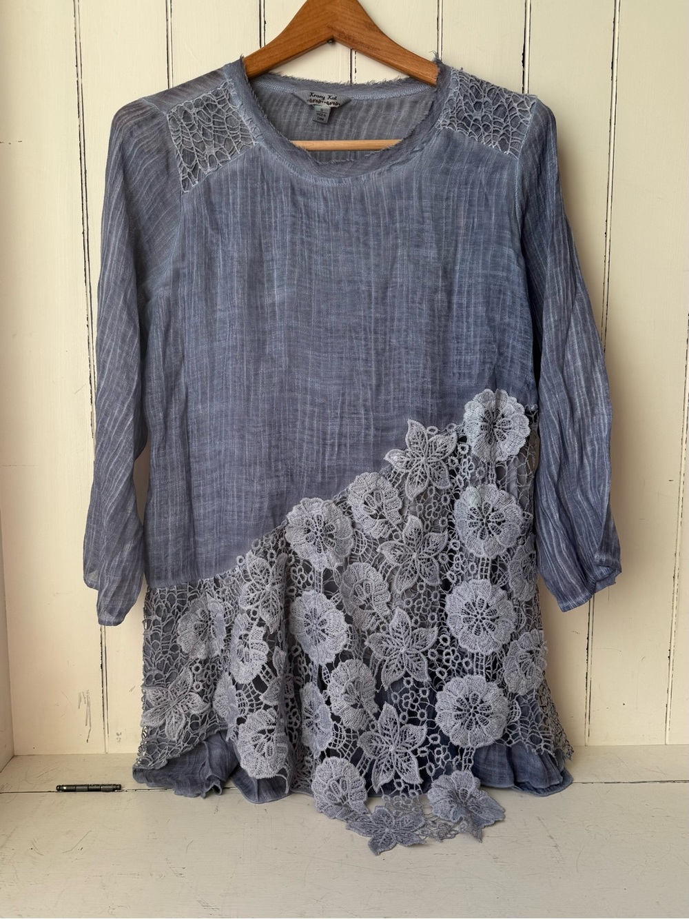Krazy Kat Blue Lace Long Sleeve Tunic